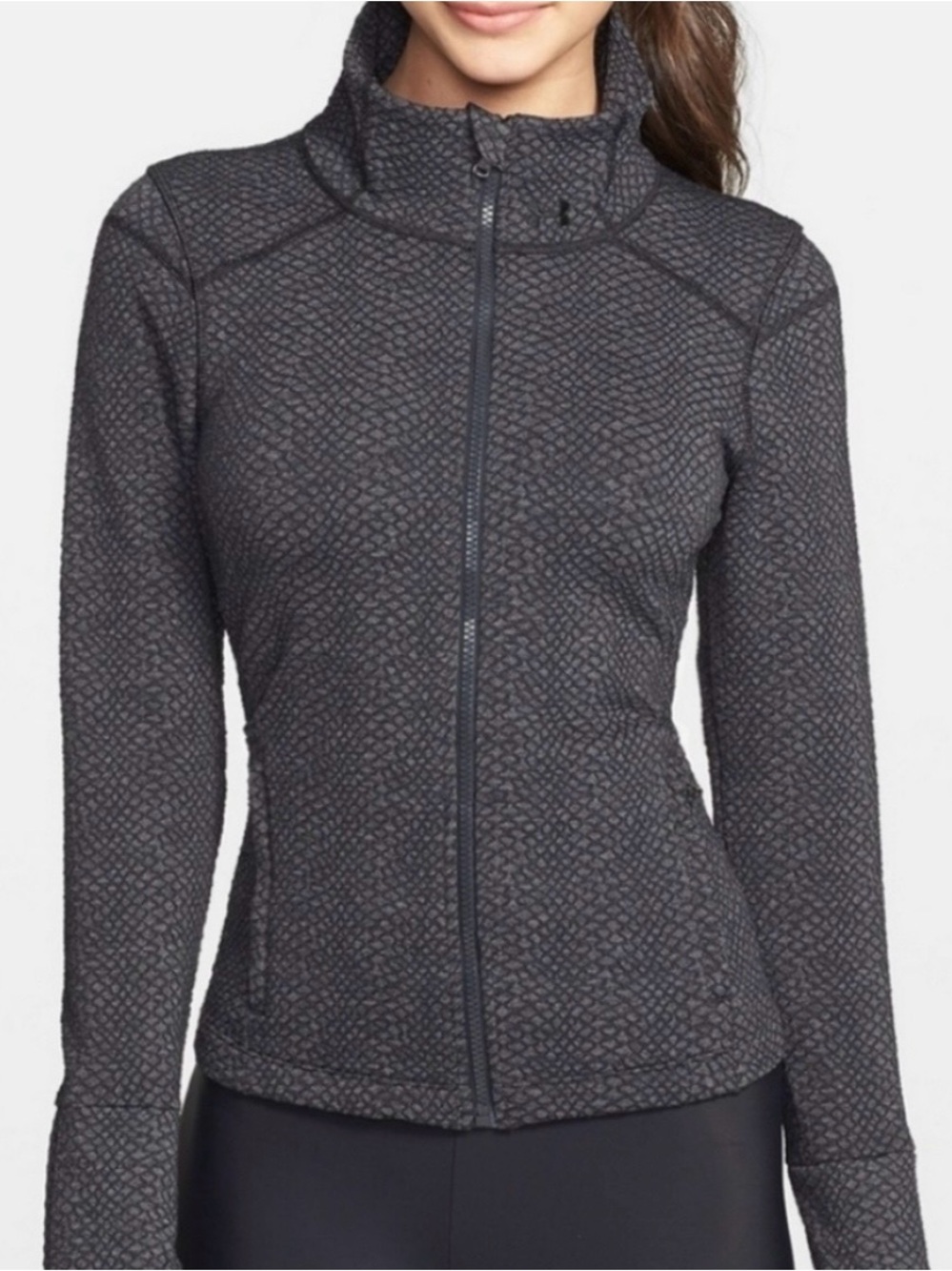 Under Armour  Jacket Studio Lux Women Sz M Full Zip Gray Activewear Thumb Holes